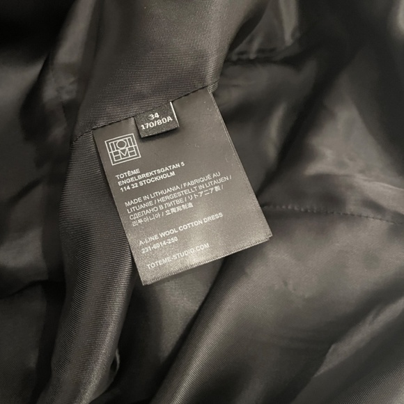 TOTEME A-Line Wool Cotton Dress Strapless Gown in Black Size 34 / US 2 - Picture 5 of 12